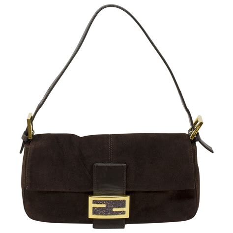 fendi baguette brown suede